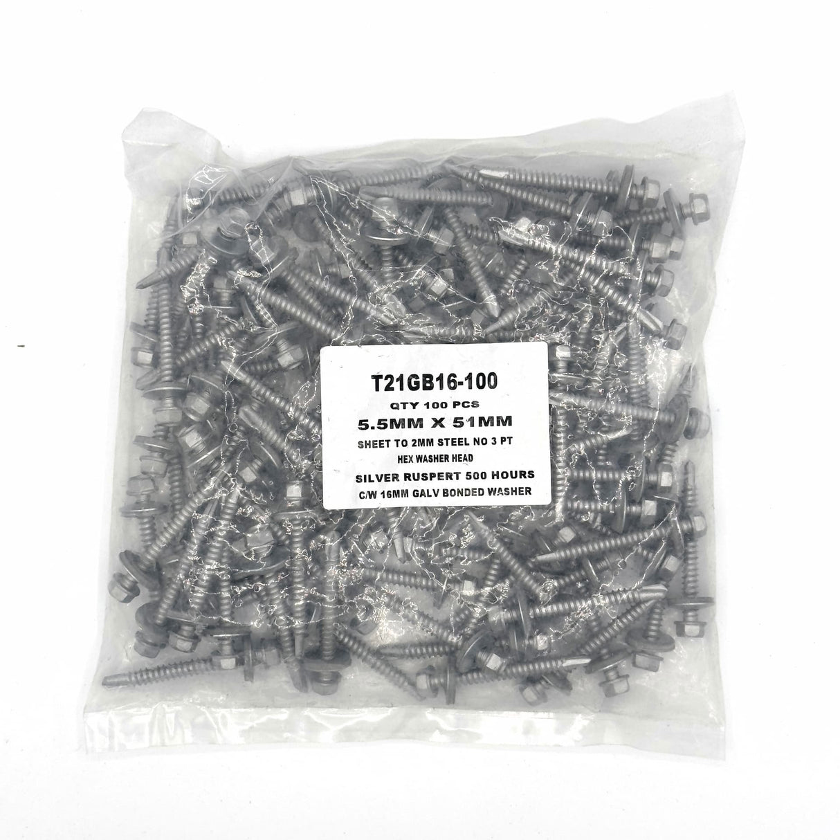 50mm Metal Profiled to Light Metal Wall Sections Tek Screws (Pack of 100)